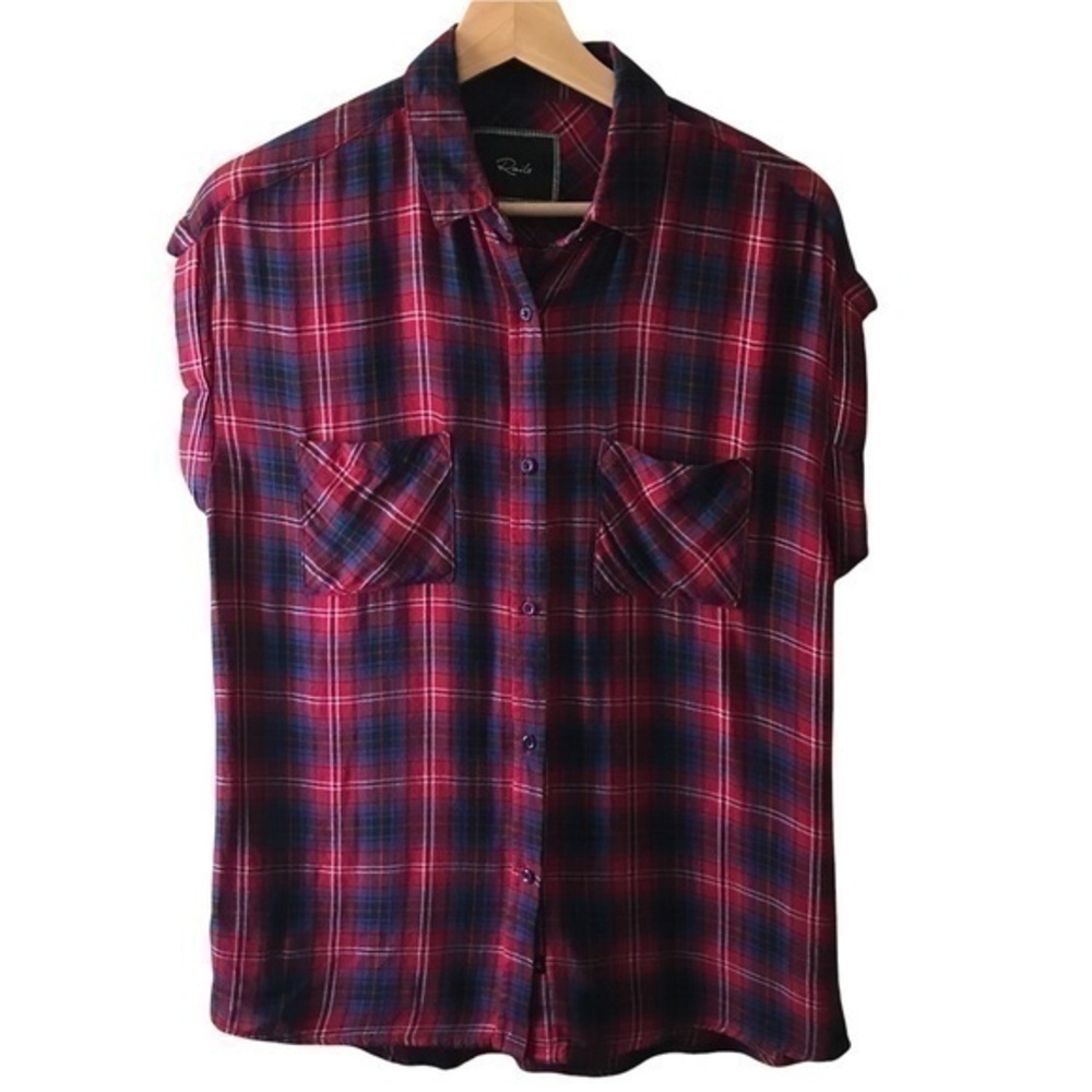 Rails Britt Cap Sleeve Plaid Flannel Shirt Size Small